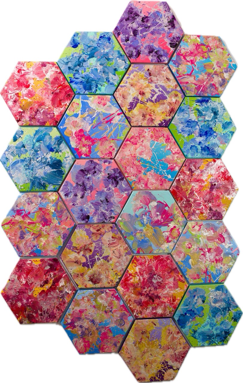 Color Hive paintings by Gabrielle Mar, 2025