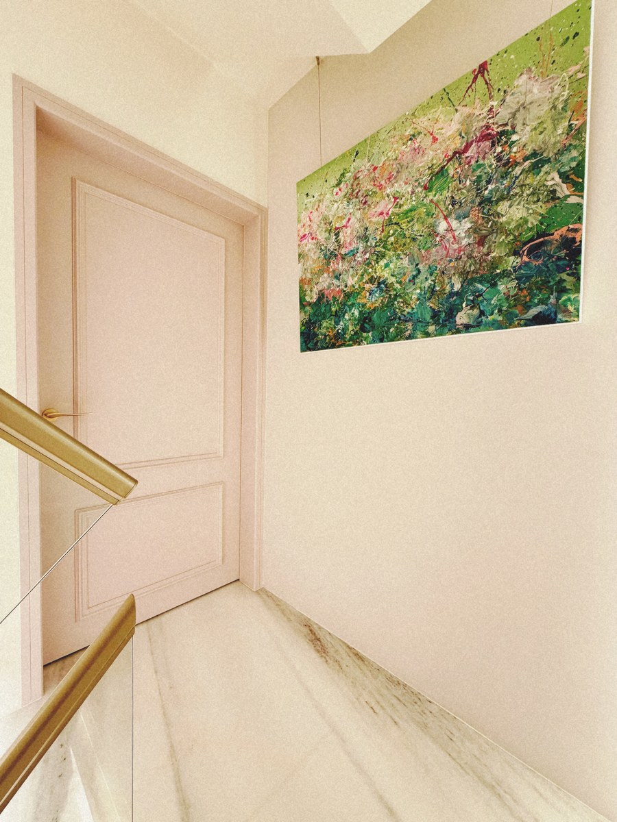 Painting mounted in collector's hallway
